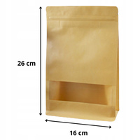 Doypack Torebka Papierowa 16x26cm 1500ml Kraft Małe Okno Premium 1szt.