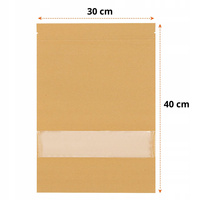 Doypack Torebka Papierowa Worek 30x40cm 7000ml Kraft Okno Zestaw 50szt.